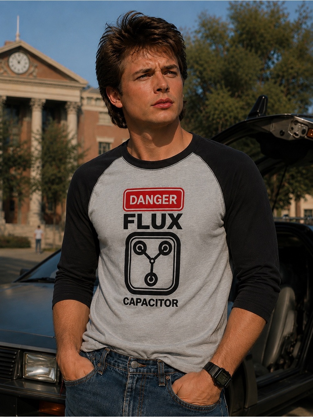 New Era Back To The Future Flux Capacitor Raglan Shirt Size L Like New